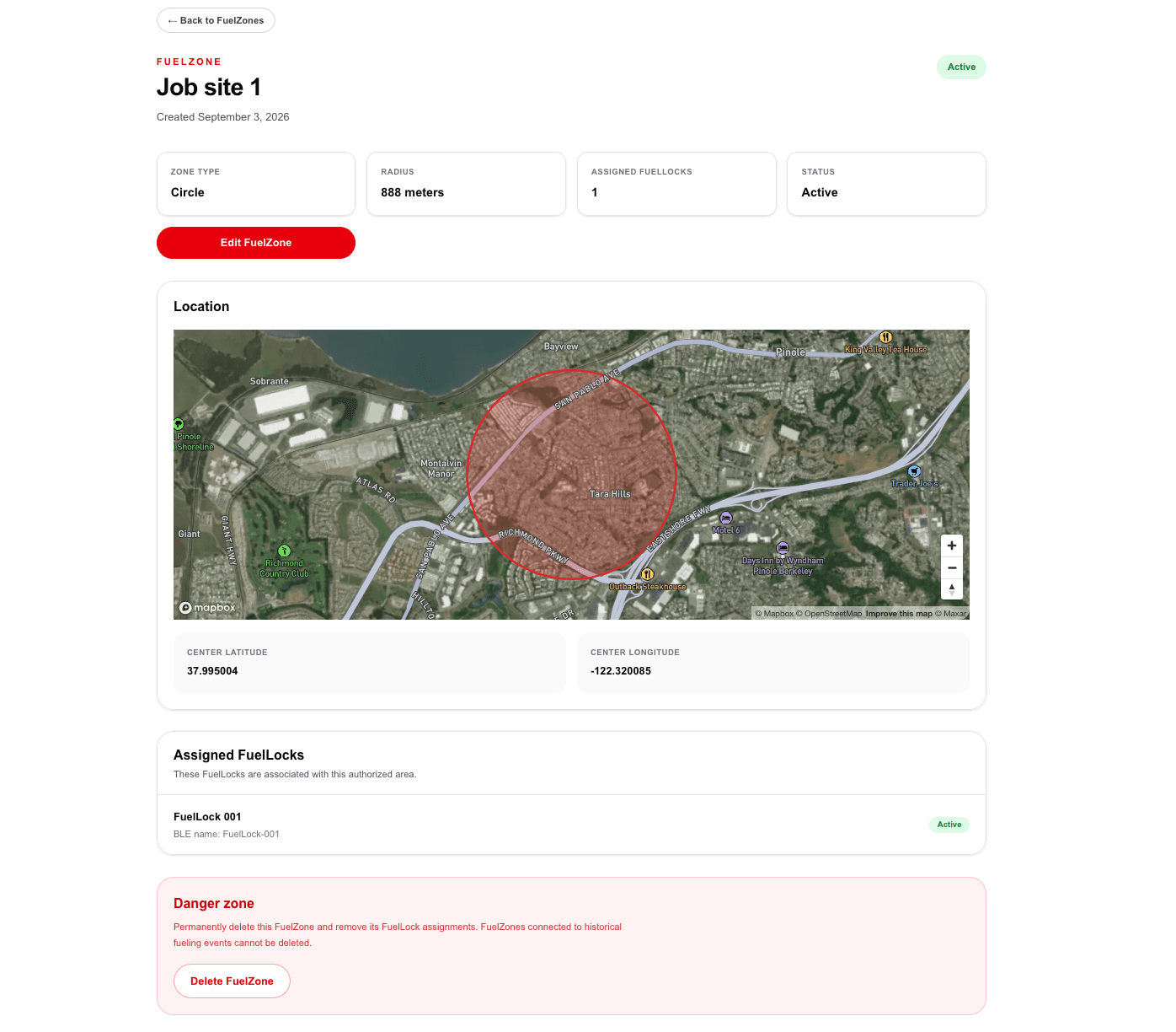 FuelWhere fueling event breakdown with employee, equipment, time, and location information